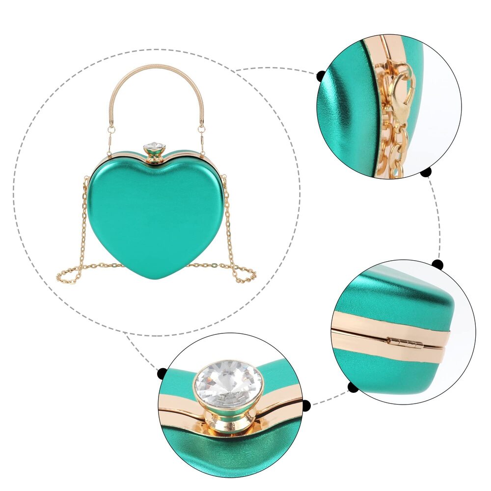 2541 Heart Shape Purse Smooth Pu Leather Shoulder Bag Party Clutch Handbags View 3